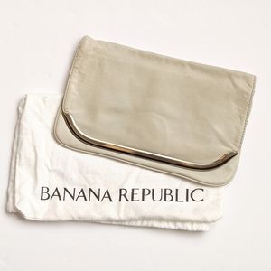 Banana Republic Cream Leather Clutch